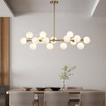 Contemporary Black Iron and Glass 16-Light Chandelier for Dining Rooms