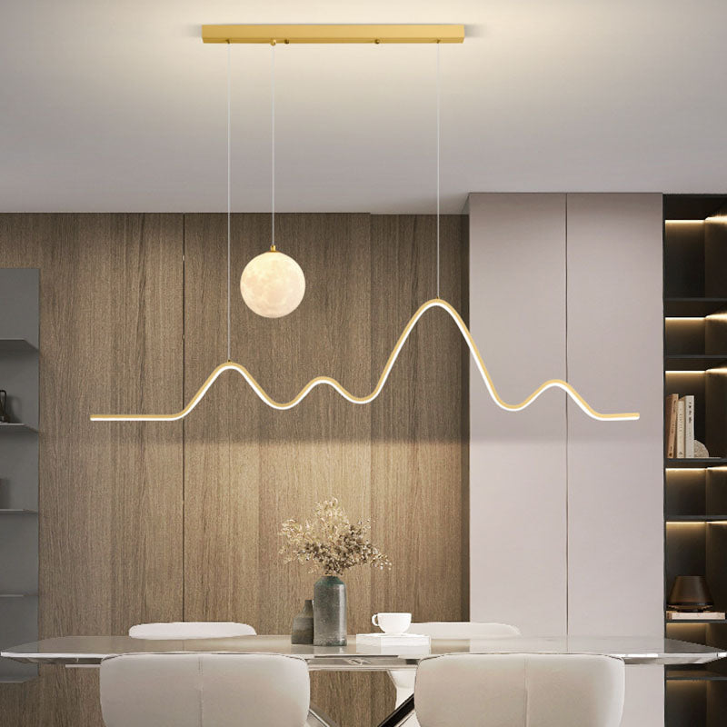 Sleek Silver Corrugated Aluminum LED Chandelier for Dining Room Lighting