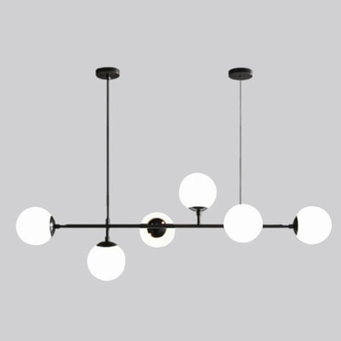 Elegant Modern Minimalist 6-Light Glass Globe Chandelier for Dining Room