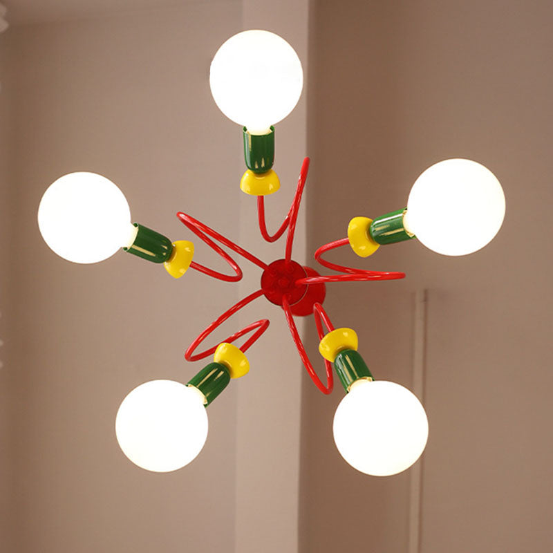 Scandinavian Black Orb Glass Chandelier, 2/3/5 Lights for Bedroom