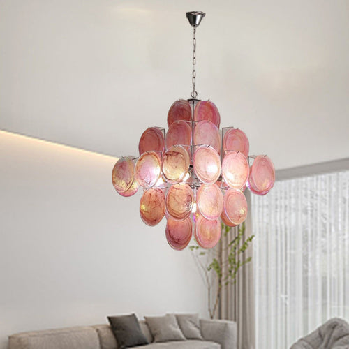 Classic French Floral Iron and Glass Chandelier for Elegant Living Room