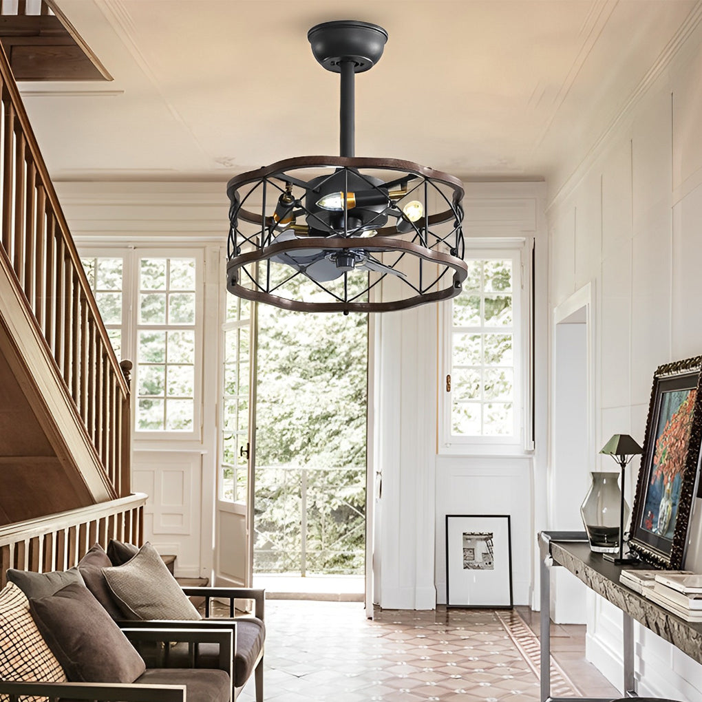 Vintage White Bladeless LED Ceiling Fan with Remote for Bedroom Comfort