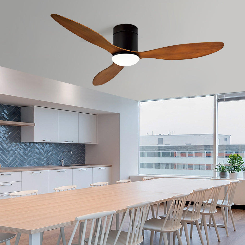 Modern White Ceiling Fan with 3 Blades, LED Lights, and Remote for Living Room