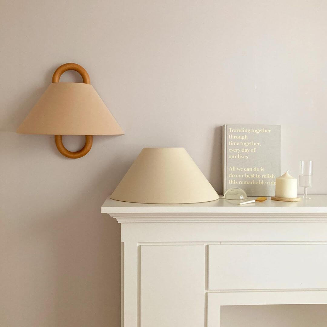 Contemporary Natural Wood Pleated Semi-Circle Wall Sconce for Living Room