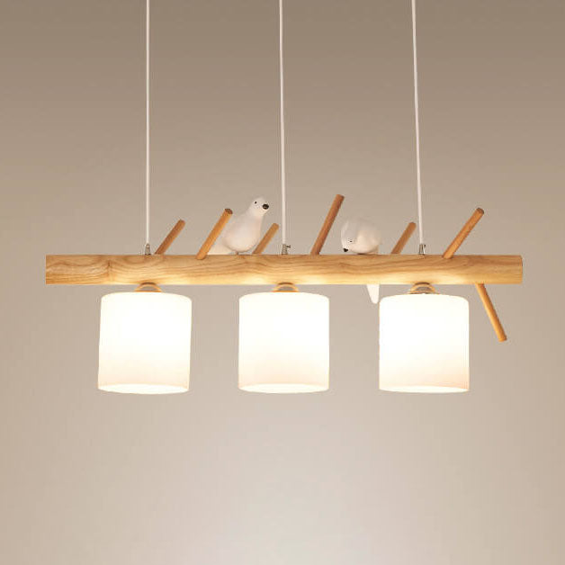 Nordic Minimalist Solid Wood Cylinder Chandelier for Dining Room
