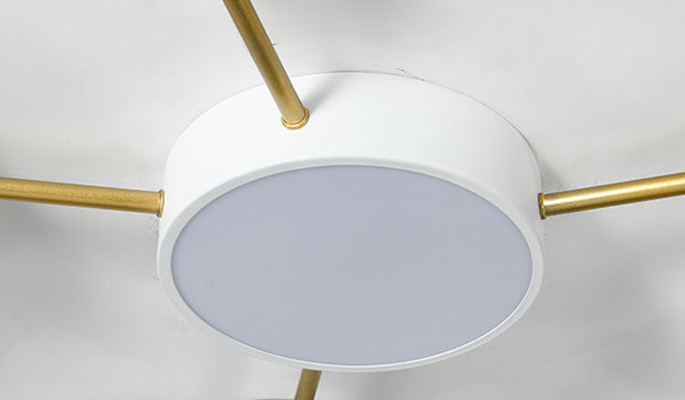 Scandinavian Minimalist Oak Wood and Iron LED Flush Mount Light Fixture
