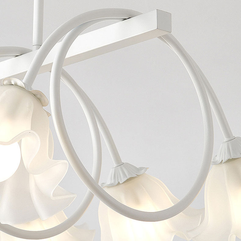 Modern Minimalist Cream Flower Iron & Glass Chandelier for Dining Room