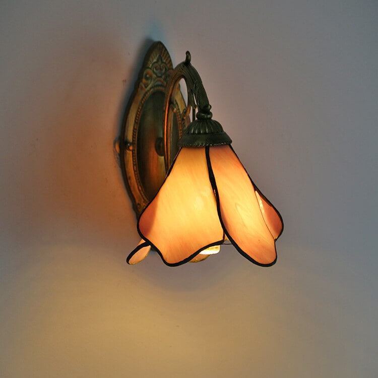 Antique Tiffany Style Stained Glass 1-Light Wall Sconce for Living Room