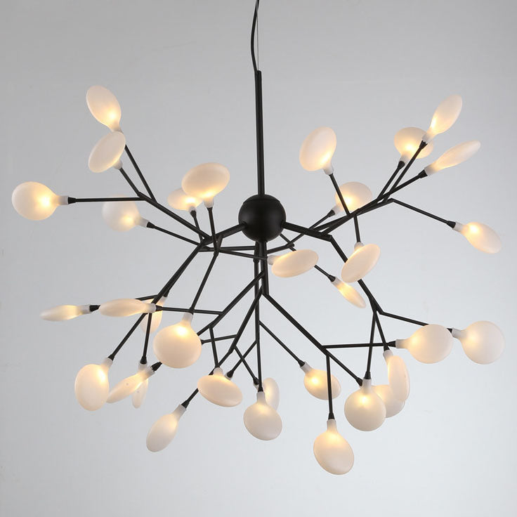 Modern Silver Metal LED Chandelier with Firefly Lights for Living Room