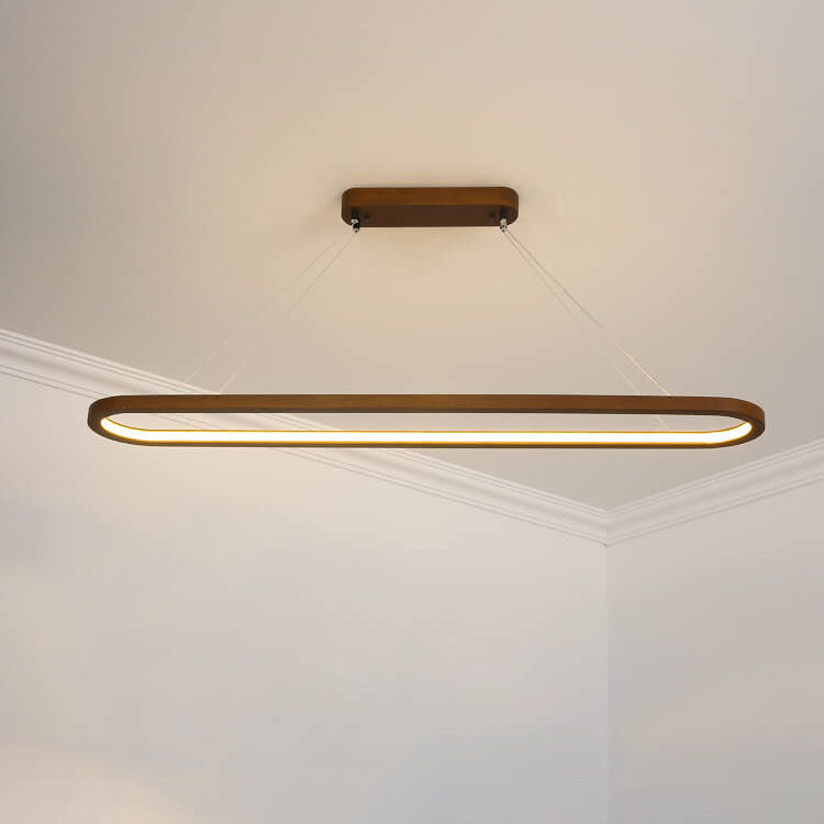 Modern Solid Wood Round LED Island Chandelier for Kitchen Dining Room