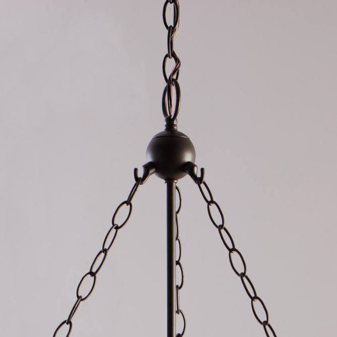 Rustic Iron 3-Light Round Glass Bucket Candelabra Chandelier for Living Room