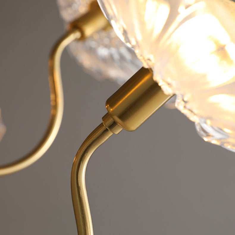 Vintage Gold Finished 6-Light Flower Glass Shade Chandelier for Bedroom