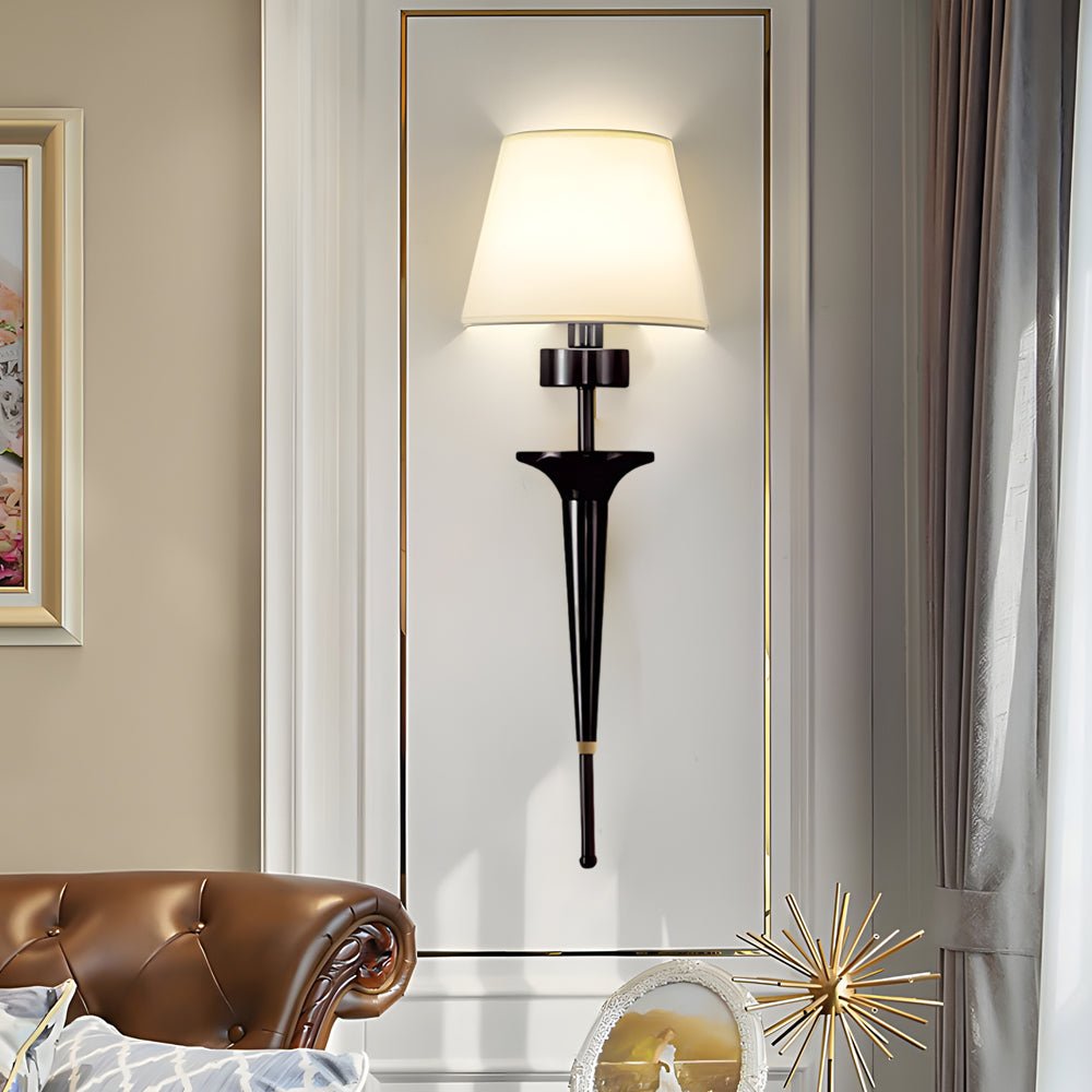Gold and Black Copper 1-Light Fabric Shade Wall Sconce for Modern Decor