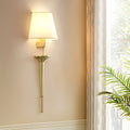 Gold and Black Copper 1-Light Fabric Shade Wall Sconce for Modern Decor