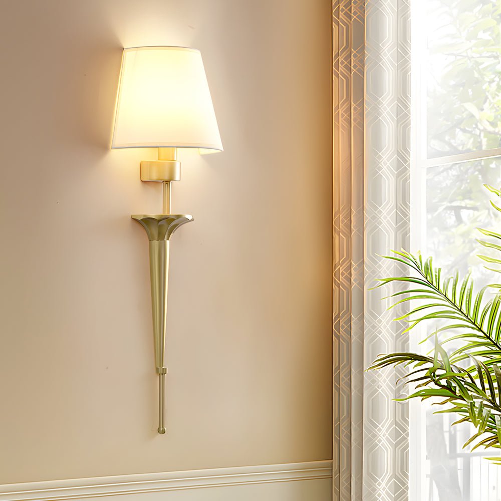 Gold and Black Copper 1-Light Fabric Shade Wall Sconce for Modern Decor