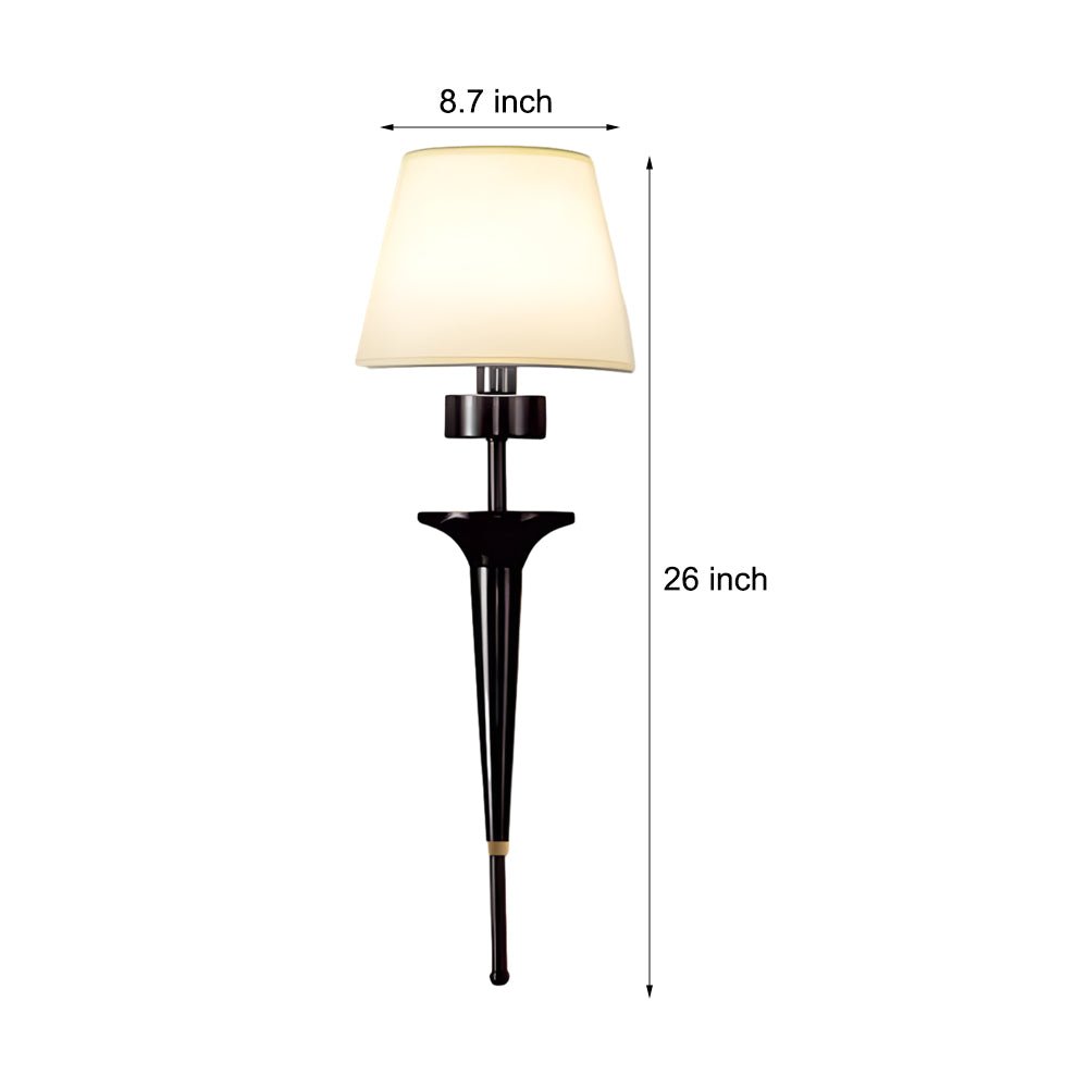 Gold and Black Copper 1-Light Fabric Shade Wall Sconce for Modern Decor