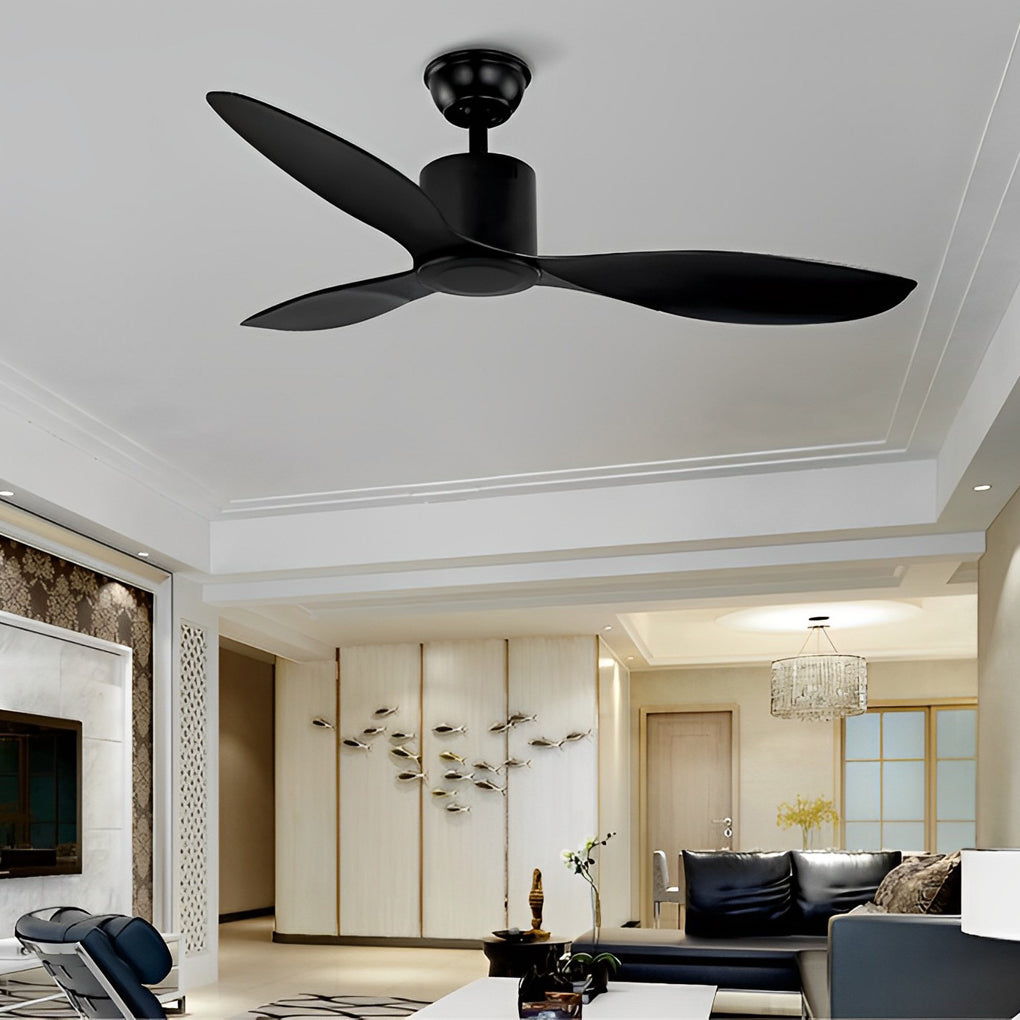 Modern White Ceiling Fan with 3 Blades, LED Lights, and Remote for Living Room