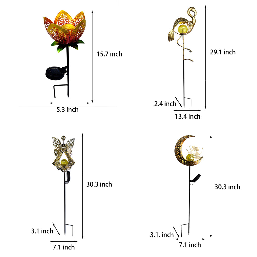 Artistic Solar Garden Light with Hollow Moon & Sun Flame Iron Design