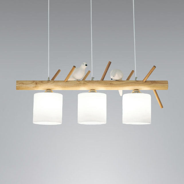 Nordic Minimalist Solid Wood Cylinder Chandelier for Dining Room