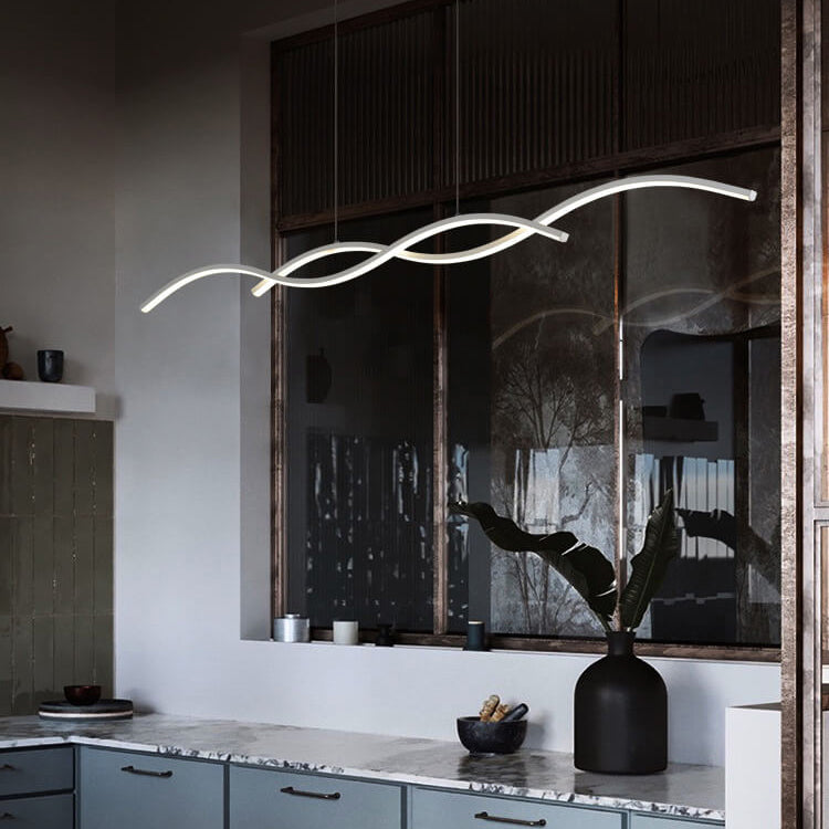 Nordic Minimalist LED Chandelier with Wave Design for Dining Room