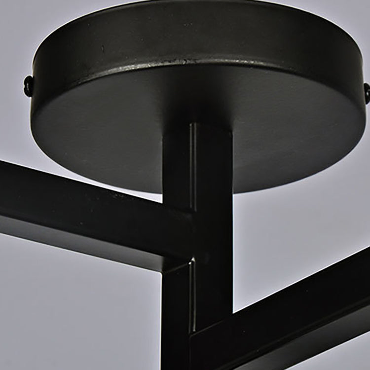 Minimalist Black Iron Square Chandelier with 4 Lights for Living Room