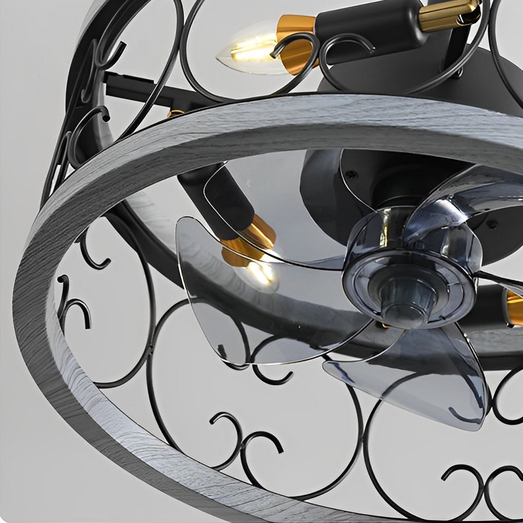 Vintage White Bladeless LED Ceiling Fan with Remote for Bedroom Comfort