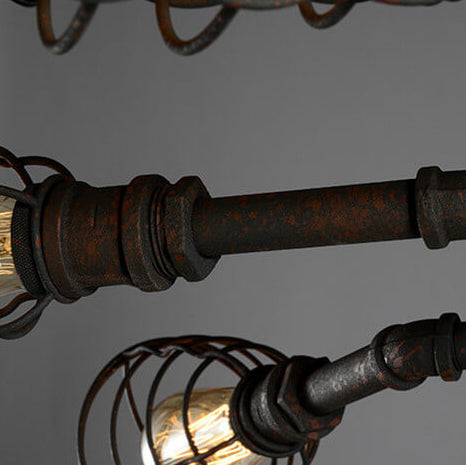 Rustic Industrial Vintage Iron 4/6/8-Light Round Flush Mount Fixture