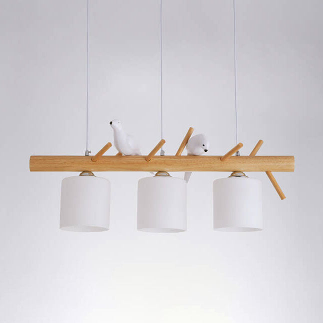 Nordic Minimalist Solid Wood Cylinder Chandelier for Dining Room