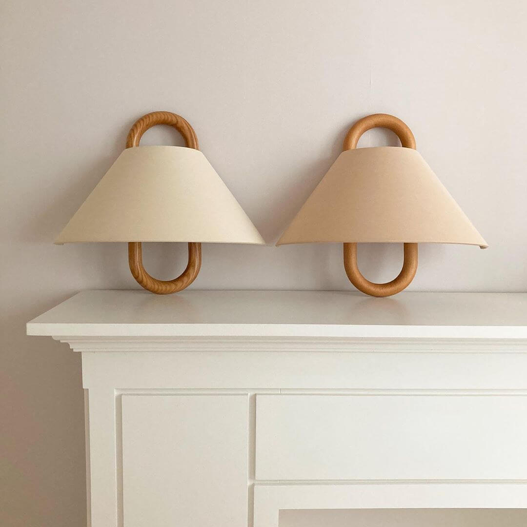 Contemporary Natural Wood Pleated Semi-Circle Wall Sconce for Living Room