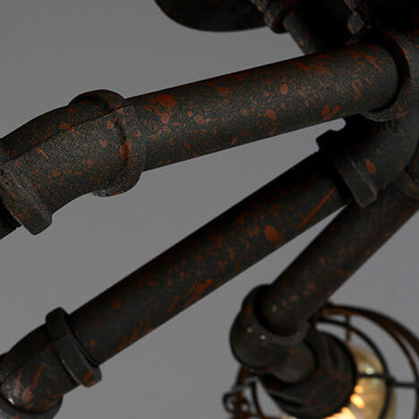 Rustic Industrial Vintage Iron 4/6/8-Light Round Flush Mount Fixture