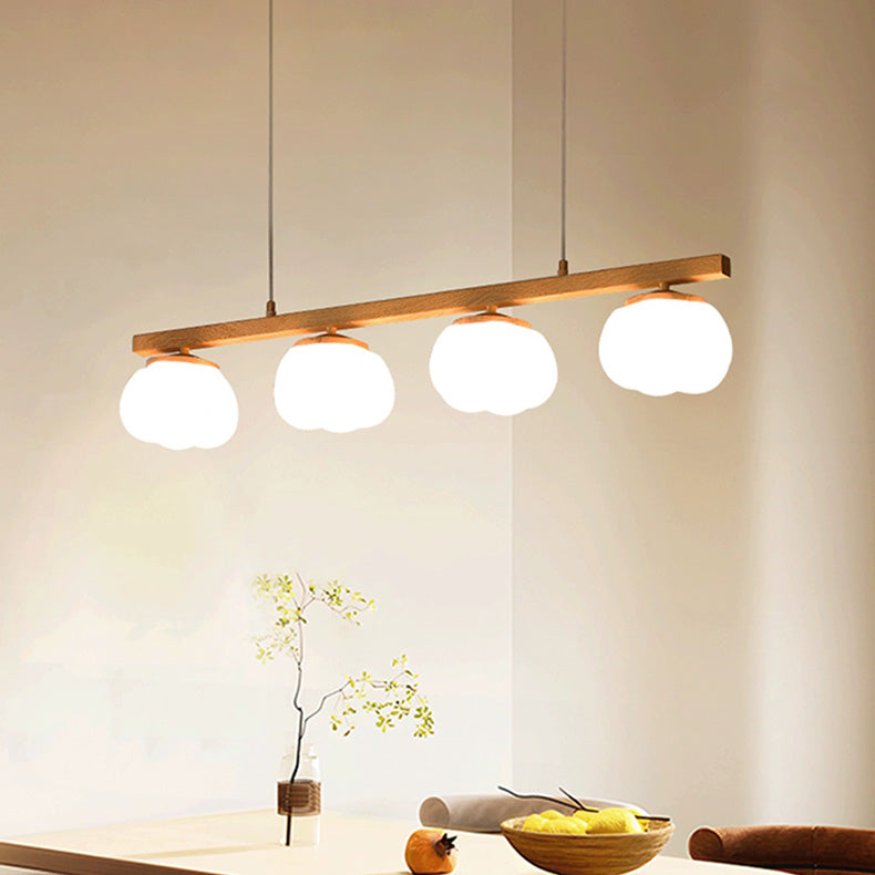 Rustic Japanese Wood Grain 4-Light Chandelier for Living Room & Island