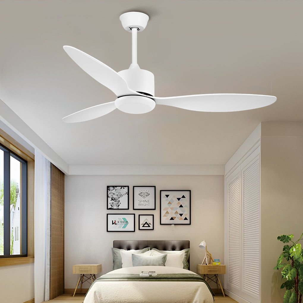Modern White Ceiling Fan with 3 Blades, LED Lights, and Remote for Living Room