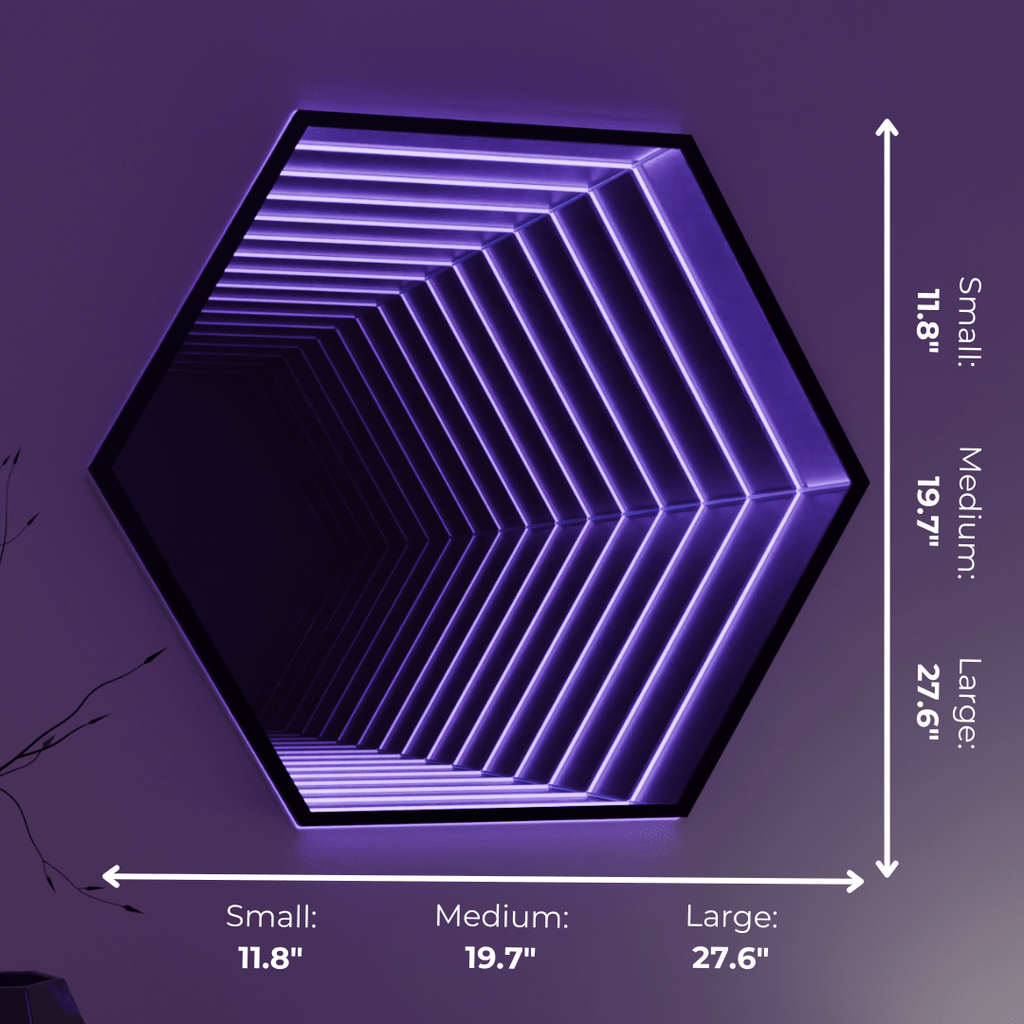 Modern Infinity HexaMirror Wall Decor in Silver for Living Room Accent