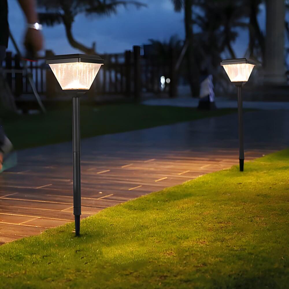Modern Black LED Solar Pathway Light Fixture for Outdoor Landscape Decor