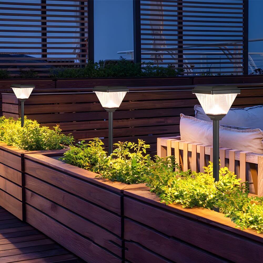 Modern Black LED Solar Pathway Light Fixture for Outdoor Landscape Decor