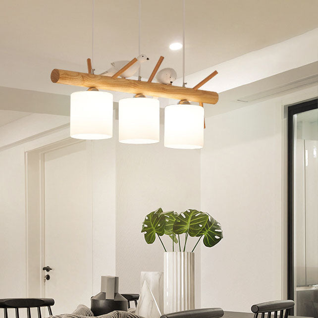 Nordic Minimalist Solid Wood Cylinder Chandelier for Dining Room