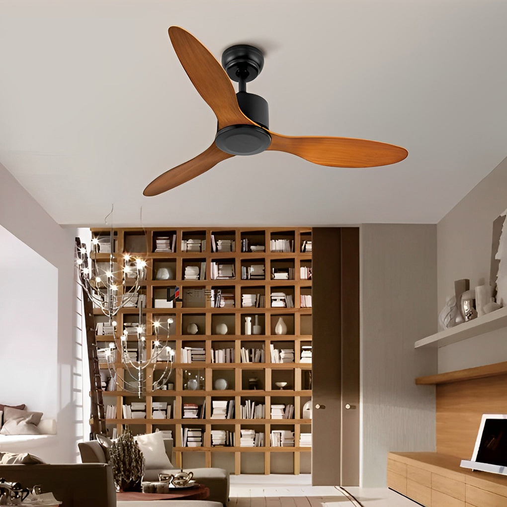 Modern White Ceiling Fan with 3 Blades, LED Lights, and Remote for Living Room