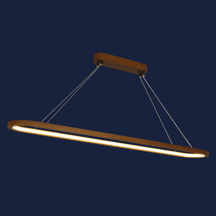 Modern Solid Wood Round LED Island Chandelier for Kitchen Dining Room