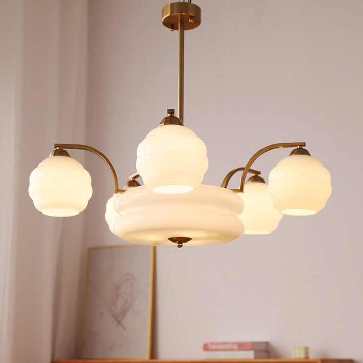 Mid-Century Modern Iron and Glass Orb Chandelier for Living Room 4/6/8 Light