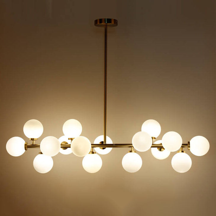 Contemporary Black Iron and Glass 16-Light Chandelier for Dining Rooms