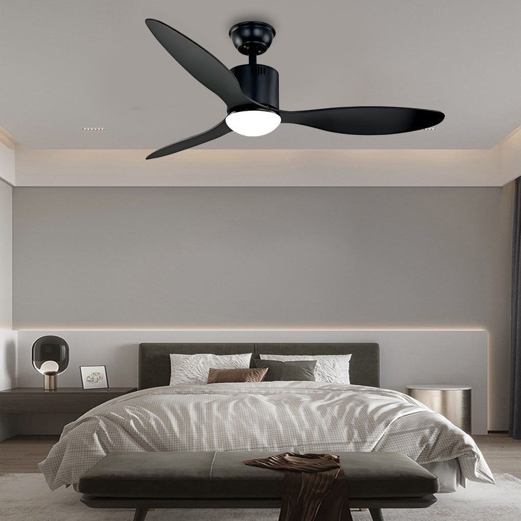 Modern White Ceiling Fan with 3 Blades, LED Lights, and Remote for Living Room