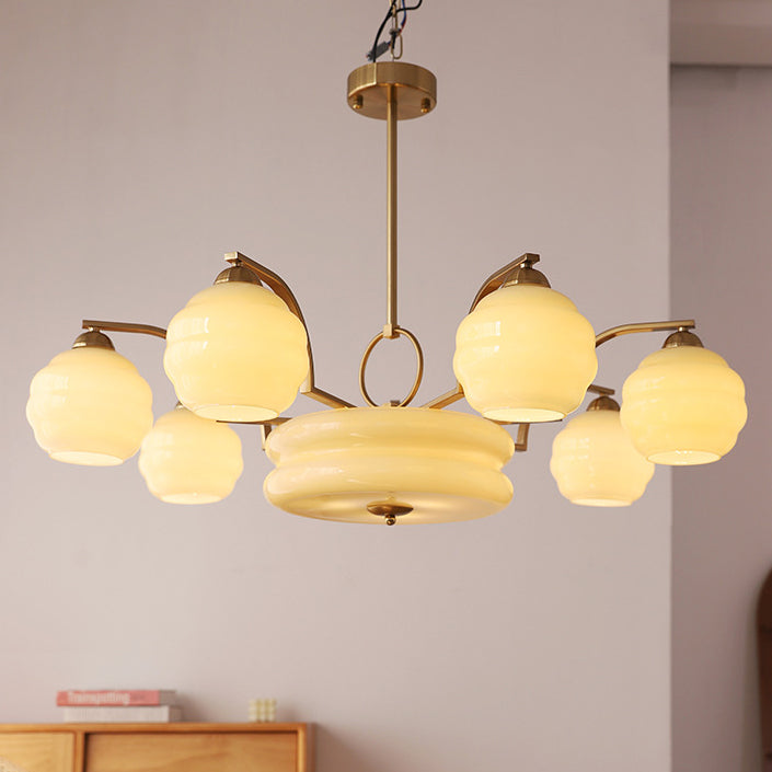 Mid-Century Modern Iron and Glass Orb Chandelier for Living Room 4/6/8 Light