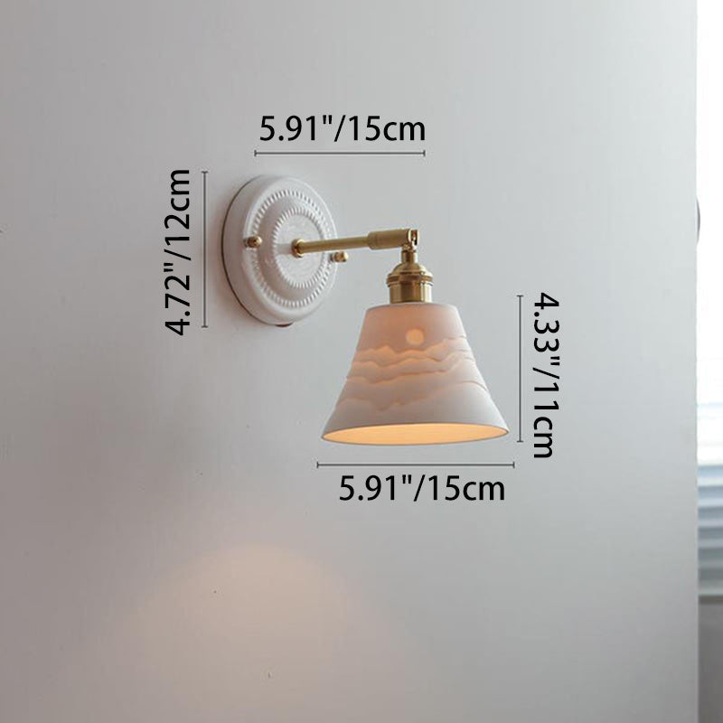 Classic Brass-Finished Vintage Ceramic Round Wall Sconce Lamp for Living Room