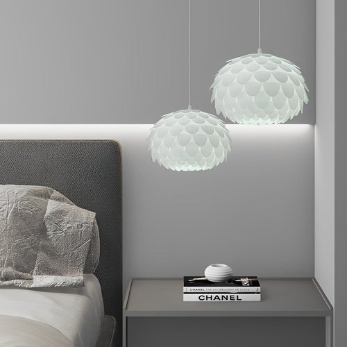 Contemporary White Round LED Pendant Light with 3-Step Dimming for Home
