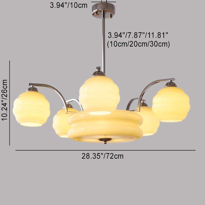 Mid-Century Modern Iron and Glass Orb Chandelier for Living Room 4/6/8 Light
