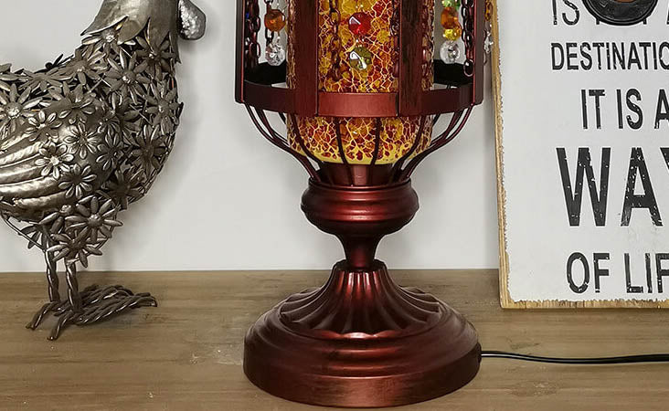 Colorful Vintage Turkish Stained Glass Table Lamp for Home Decor Accent