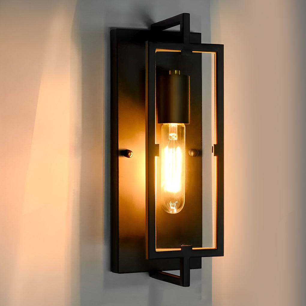 Rustic Metal Rectangular Wall Sconce for Industrial-Style Decor