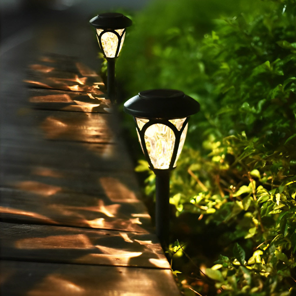 Set of 2 Modern Black LED Solar Lawn Lights for Outdoor Garden Décor