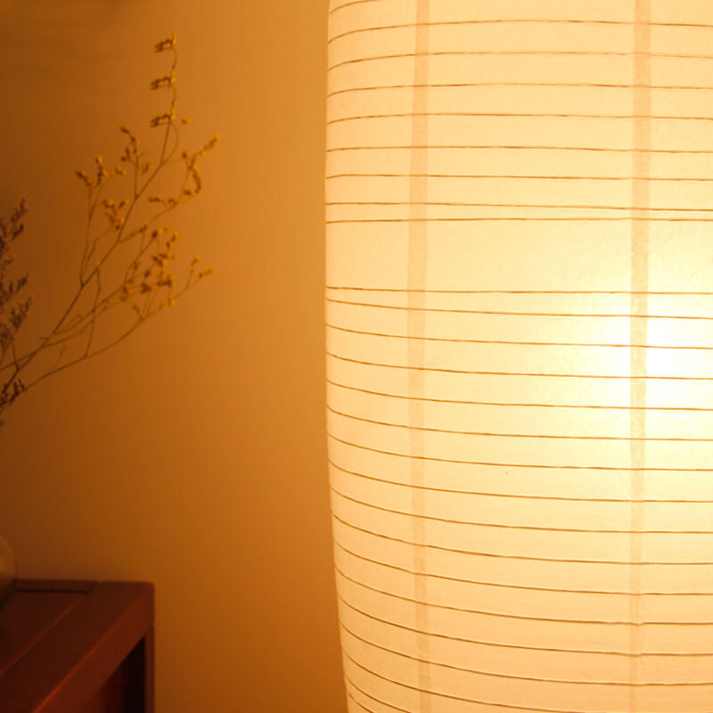Scandi-Style White Rice Paper Column Floor Lamp for Living Room Decor