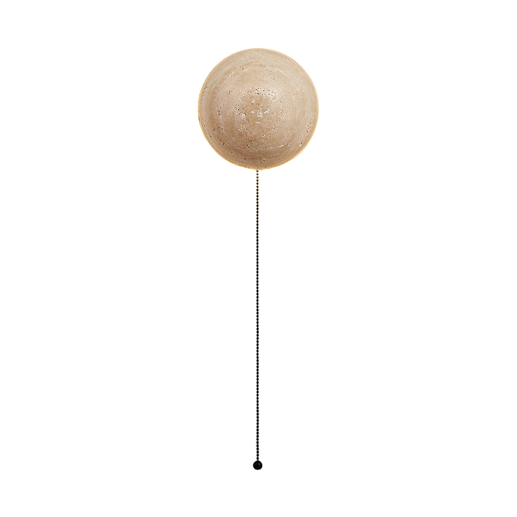 Elegant Round LED Wall Sconce in Japanese Style Travertine for Living Room